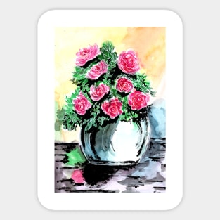 Red Peonies in Vase Sticker